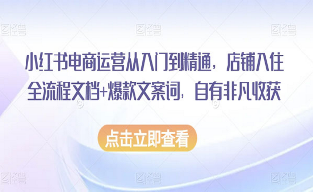 小红书电商运营从入门到精通-副业社