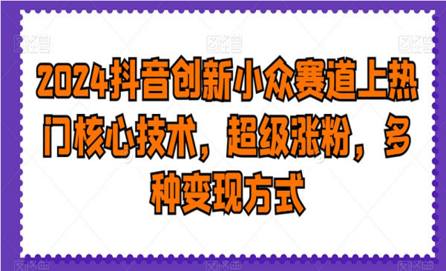 抖音创新小众赛道上热门核心技术，超级涨粉，多种变现方式-副业社