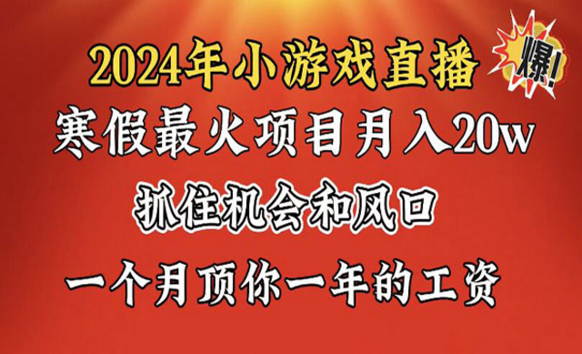 2024年寒假最火爆的小游戏直播项目-副业社