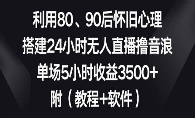 搭建24小时怀旧无人直播间撸音浪-副业社