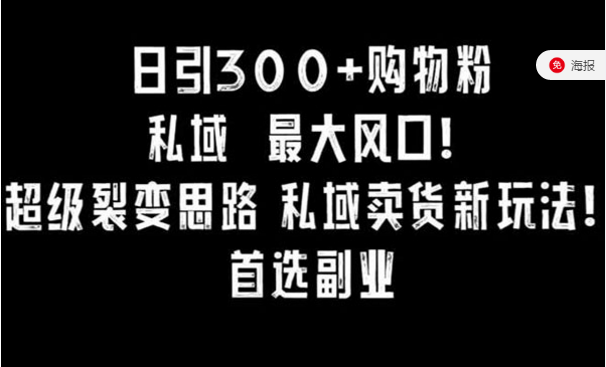 日引300+购物粉，私域风口，小红书私域卖货新玩法-副业社