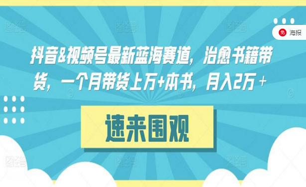 抖音&视频号最新蓝海赛道，治愈书籍带货，一个月带货上万＋本书-副业社