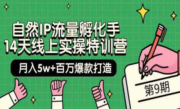 自然IP流量孵化手，14天线上实操特训营，月入5W+百万爆款打造-副业社