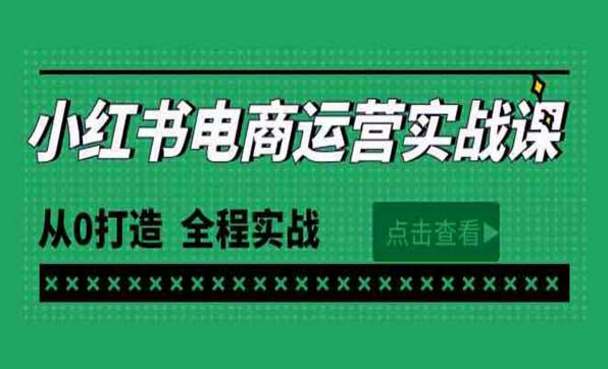 小红书电商运营实战课，从0打造，全程实战-副业社