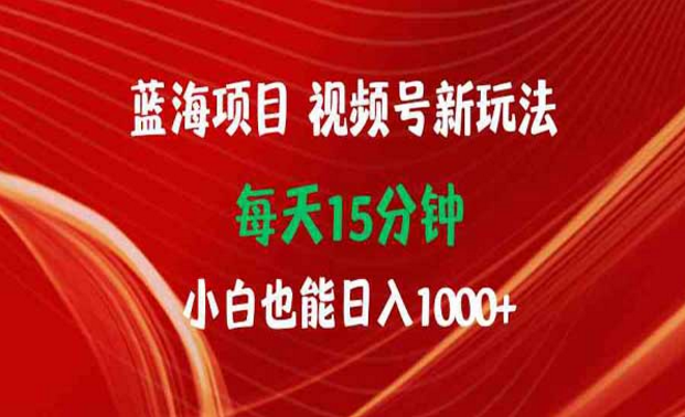 蓝海项目，视频号新玩法，小白也能日入1000+-副业社