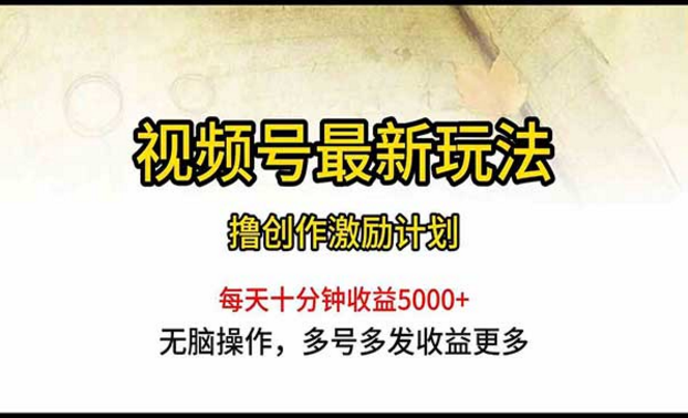 视频号最新玩法，撸创作激励计划，每天10分钟收益5000+，无脑操作多号多赚-副业社