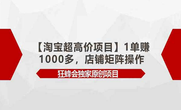 淘宝超高价项目，1单赚1000多，店铺矩阵操作-副业社