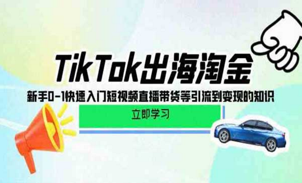 TikTok出海淘金，新手0-1快速入门短视频直播带货等引流到变现的知识-副业社