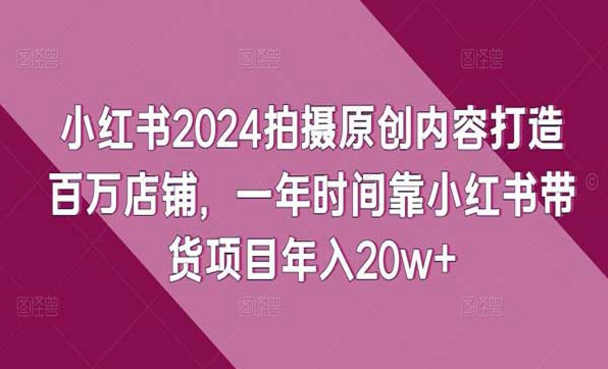 小红书2024原创内容打造百万店铺，一年时间靠小红书带货项目年入20W+-副业社