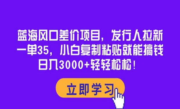 蓝海风口差价项目，发行人拉新，小白复制粘贴就能搞钱-副业社