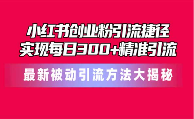 小红书创业粉引流捷径，实现每天300+精准引流，最新方法大揭秘-副业社