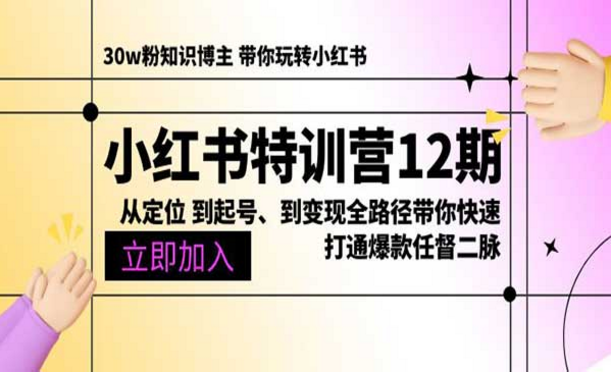 小红书特训营12期：从定位到起号到变现全路径带你快速打通爆款任督二脉-副业社