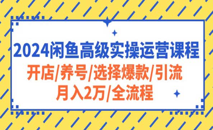 2024闲鱼高级实操运营课程，开店养号选择爆款，引流月入2万全流程-副业社