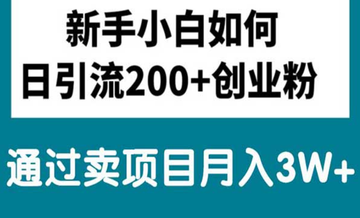 新手小白日引流200+创业粉，通过卖项目月入3W+-副业社