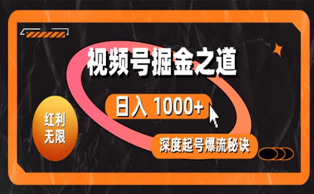 视频号掘金之道，深度解析起号秘诀，红利无限日入1000+-副业社