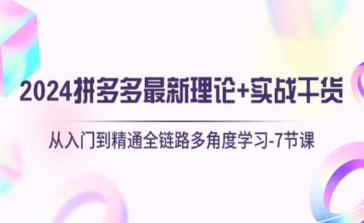 2024拼多多最新理论＋实战干货，从入门到精通全链路多角度学习-副业社